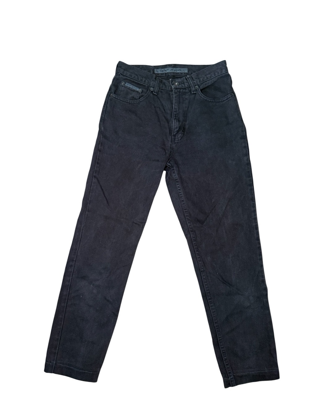 Vintage 90s DKNY Faded Black Jeans High Rise Tapered Tag 6 Fits 26" Waist